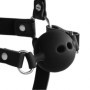 Imbracatura viso bondage con morso e gancio per naso Head Harness with Breathable Ball Gag and Nose Hooks Black