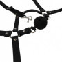 Imbracatura viso bondage con morso e gancio per naso Head Harness with Breathable Ball Gag and Nose Hooks Black