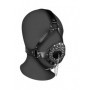 Imbracatura viso con morso tappo bondage Open Mouth Gag Head Harness with Plug Stopper Black