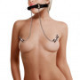 Morso con pinzette per capezzoli Nipple Clamps Black gag