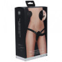 Vibratore indossabile doppio vaginale anale in silicone Dual Vibrating Silicone Ribbed Strap-On Adjustable Black