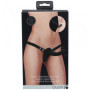 Vibratore indossabile doppio vaginale anale in silicone Dual Vibrating Silicone Ribbed Strap-On Adjustable Black