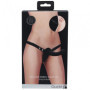 Vibratore vaginale anale indossabile in silicone Vibrating Silicone Ribbed Strap-On Adjustable Black