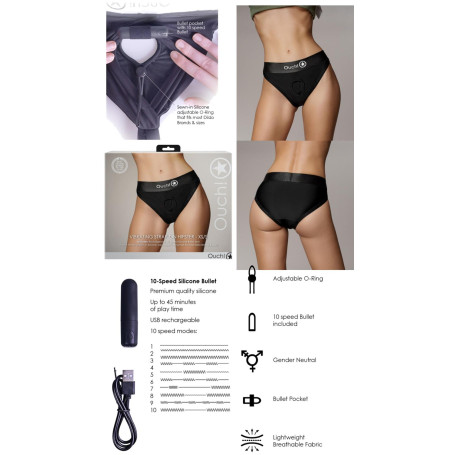 Slip strap on con vibrazione Vibrating Strap-on Hipster Black