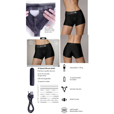 Boxer strap on con vibrazione Vibrating Strap-on Boxer Black