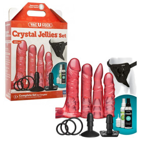 Kit dildo vaginale anale indossabile fallo strap on Crystal Jellies Set Pink