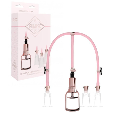 Kit stimolatore pompa per capezzoli e clitoride Clitoral & Nipple Pump Set Large - Rose Gold