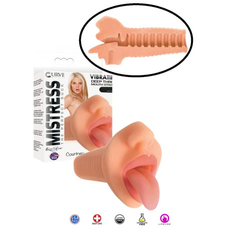 Masturbatore maschile bocca finta realistica vibrante Courtney Vibrating Mouth Stroker - Vanilla