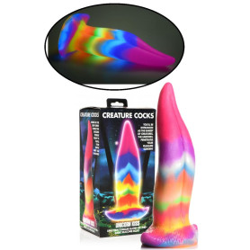 Dildo in silicone con ventosa creatura vaginale anale Unicorn Tongue Glow in the Dark Rainbow