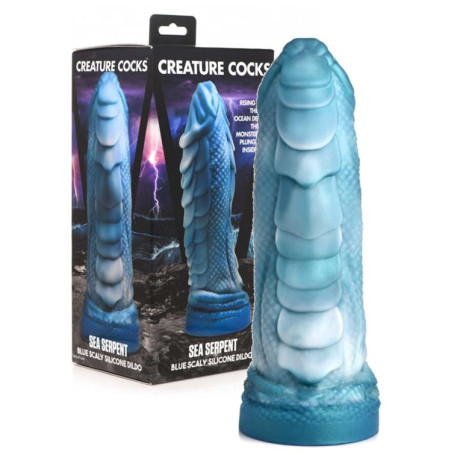 Dildo serpente marino vagianel anale in silicone con ventosa Sea Serpent Blue Scaly Silicone Dildo - Blue