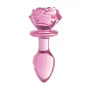 Dilatatore anale con rosa indossabile in vetro Glass Medium Anal Plug - Pink Rose