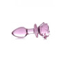 Dilatatore anale con rosa indossabile in vetro Glass Medium Anal Plug - Pink Rose