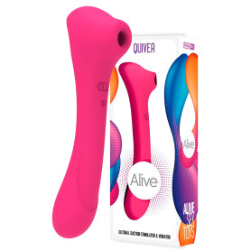 Vibratore vaginale succhia clitoride in silicone Quiver Pink