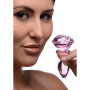Plug anale in vetro con rosa dilatatore indossabile Glass Small Anal Plug - Pink Rose