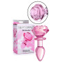 Plug anale in vetro con rosa dilatatore indossabile Glass Small Anal Plug - Pink Rose