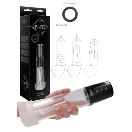 Pompa sviluppatore maschile per pene Automatic Cyber Pump with Masturbation Sleeve - Transparent