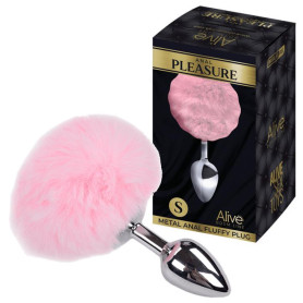 Plug anale piccolo in metallo con coda Metal Anal Fluffy Plug S pink