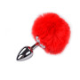Plug anale piccolo in metallo con coda Metal Anal Fluffy Plug S red
