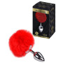 Plug anale piccolo in metallo con coda Metal Anal Fluffy Plug S red