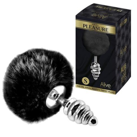 Plug anale piccolo in metallo con coda Metal Anal Fluffy Twist Plug S