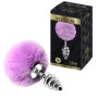 Plug anale mini in metallo con coda Metal Anal Fluffy Twist Plug S purple