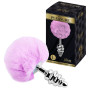 Plug anale grande in metallo con coda Metal Anal Fluffy Twist Plug L purple