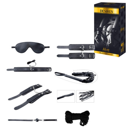 Kit costrittivo bondage sexy manette corda morso frusta collare Secret Desires BDSM Kit