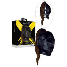 Maschera con coda bondage Mask with Brown Ponytail Black