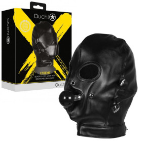 Maschera integrale bondage Blindfolded Mask with Breathable Ball Gag Black