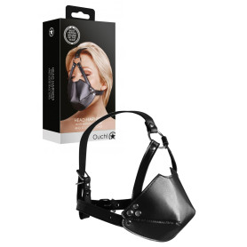 Imbracatura viso con morso Head Harness with Mouth Cover and Solid Ball Gag Black
