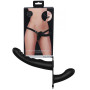 Dildo doppio indossabile in silicone vaginale anale Dual Silicone Ribbed Strap-On Adjustable Black