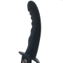 Dildo vaginale anale indossabile in silicone Ribbed Strap-On Adjustable Black