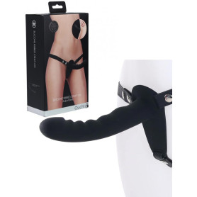 Dildo vaginale anale indossabile in silicone Ribbed Strap-On Adjustable Black