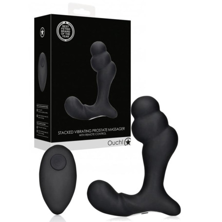 Vibratore anale per prostata in silicone Bent Vibrating Prostate Massager with Remote Control Black