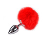 Plug anale con coda Metal Anal Fluffy Plug M red