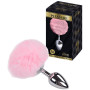 Plug anale piccolo in metallo con coda Metal Anal Fluffy Plug M pink