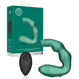 Vibratore in silicone per prostata Bent Vibrating Prostate Massager with Remote Control Metallic Green