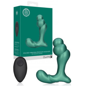 Vibratore per prostata in silicone Stacked Vibrating Prostate Massager with Remote Control Metallic Green