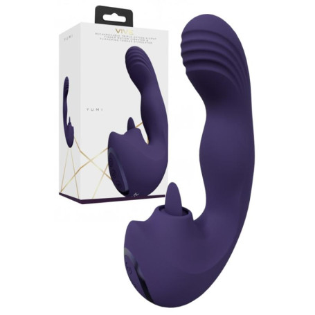 Vibratore vaginale per punto G Yumi Triple Motor G-Spot Finger Motion Vibrator and Flickering Tongue Stimulator Purple