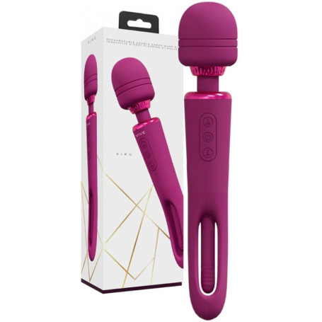 Vibratore wand vaginale per punto G Kiku Double Ended Wand with Innovative G-Spot Flapping Stimulator Pink