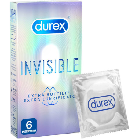 Preservativi durex in lattice INVISIBLE EXTRA LUBE 6 PEZZI