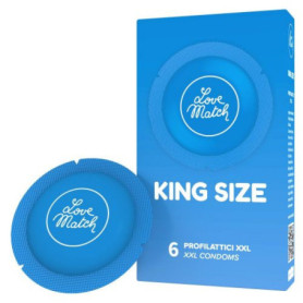 Preservativi King Size Profilattici lubrificati love match 6 pezzi