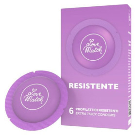 Preservativi resistenti Profilattici lubrificati love match 6 pezzi