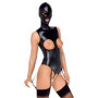 Body intimo seno scoperto con reggicalze e maschera bdsm