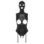 Body intimo seno scoperto con reggicalze e maschera bdsm