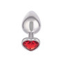 Plug anale grande in metallo con pietra cuore indossabile Jewel Large Ruby Heart Plug