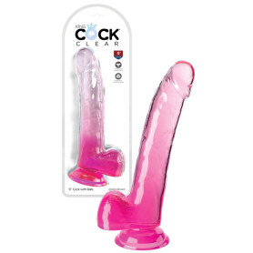 Dildo MAXI con ventosa vaginale anale realistico King Cock Clear 9 Inch Balls pink