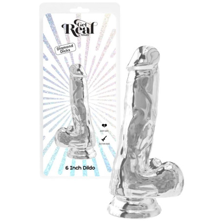 Dildo piccolo realistico con ventosa vaginale anale Clear Dildo w. Balls 6 inch