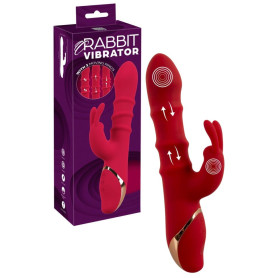 Vibratore vaginale rabbit in silicone Vibrator with 3 Moving Rings