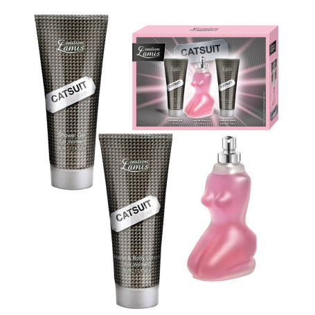 Set donna ai feromoni profumo gel doccia lozione corpo Catsuit for Woman 3pc Gift Set